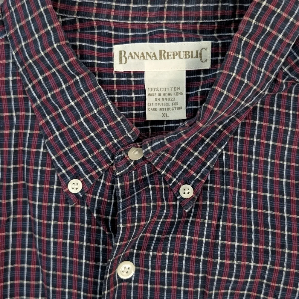 🥁 Vintage Banana Republic Plaid Button Down Shirt